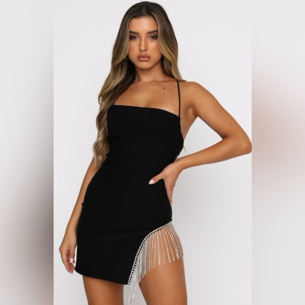 White Fox Boutique Black Spaghetti Strap Bodycon Mini